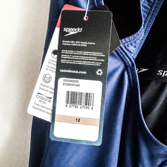 Speedo Navy Blue One Piece Swimsuit 12 NWT - Picture 2 of 4